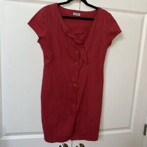 Vintage‎ Esprit Linen Blend Shirt Mini Dress Womens Red 90s Y2K Grunge Summer